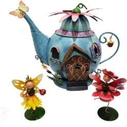 Fairy Kingdom - Blue Teapot Fairy House -Celebrations and Toys fairy kingdom fairy kingdom dusky blue teapot fair 2