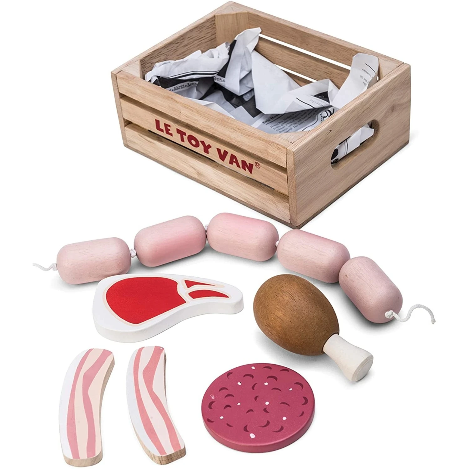 Le Toy Van Wooden Crate Of Meat - Honeybee Market 2 Le Toy Van Wooden Crate Of Meat - Honeybee Market - Image 2