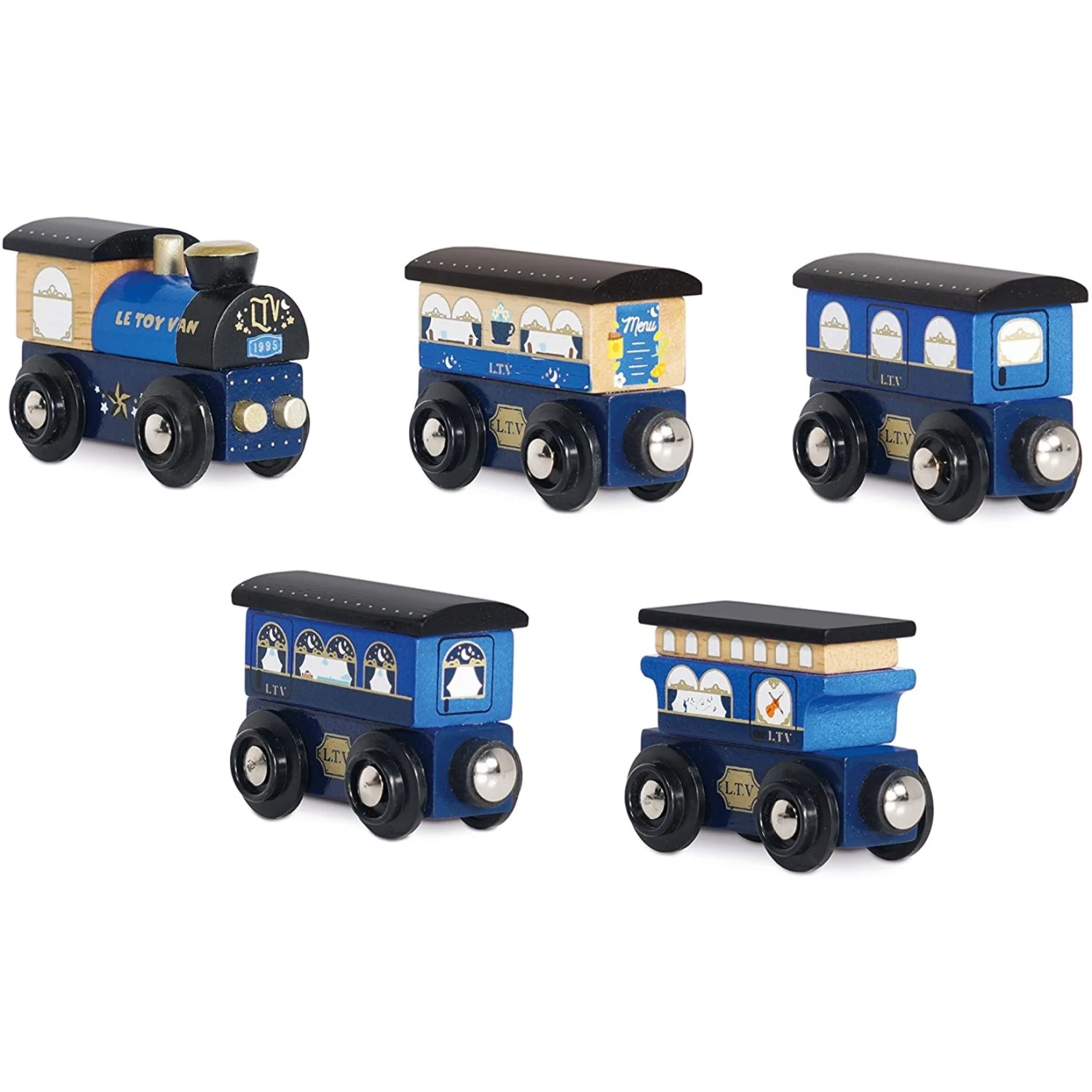 Le Toy Van Wooden Twilight Train (Blue) 3 Le Toy Van Wooden Twilight Train (Blue) - Image 3