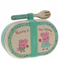 Peppa Pig - Bamboo Snack Box With Cutlery Set 12 Peppa Pig - Bamboo Snack Box With Cutlery Set -Celebrations and Toys peppa pig peppa pig bamboo snack box with cutlery 4